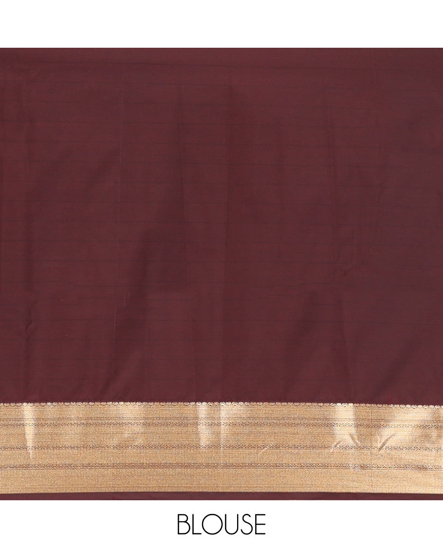 Biscuit Checks Semi-Soft Silk Saree