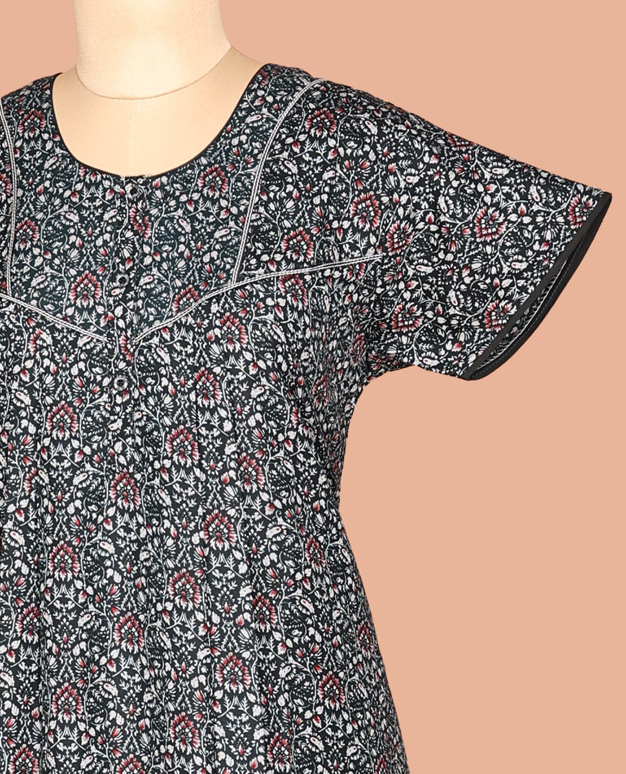 Green Cotton-Blended Nighty