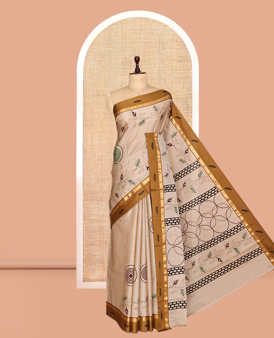 Pale Brown Chirala Cotton Saree