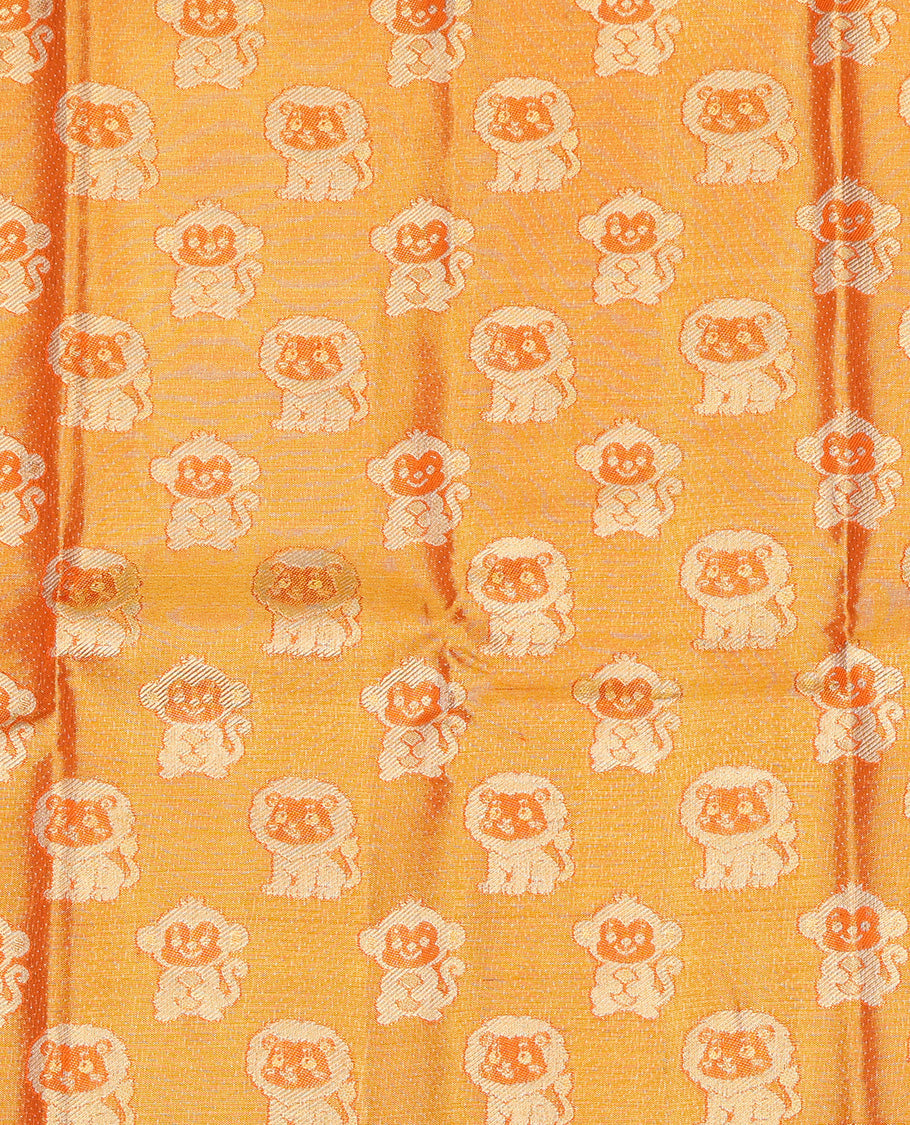 Orange Pure Silk Navarathna Pavadai Material Set