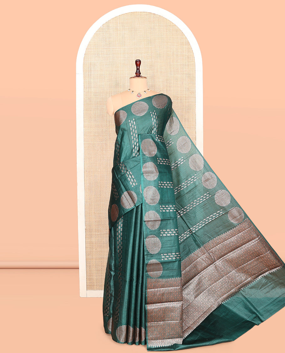 Green Tussar Silk Saree
