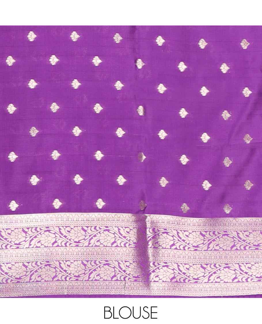 Purple Litchi Saree Features Tissue-Zari Weave, a Temple Kodi Visiry Border, Grand Pallu and a Matching Blouse