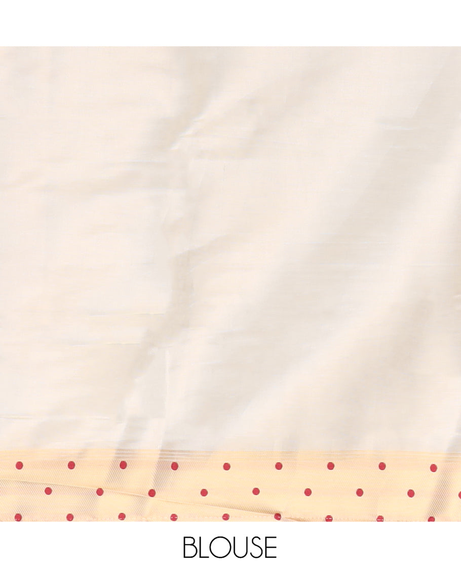 Gold-Purple Plain Tissue Saree, Gold Polka-Dotted Border, Matching Blouse