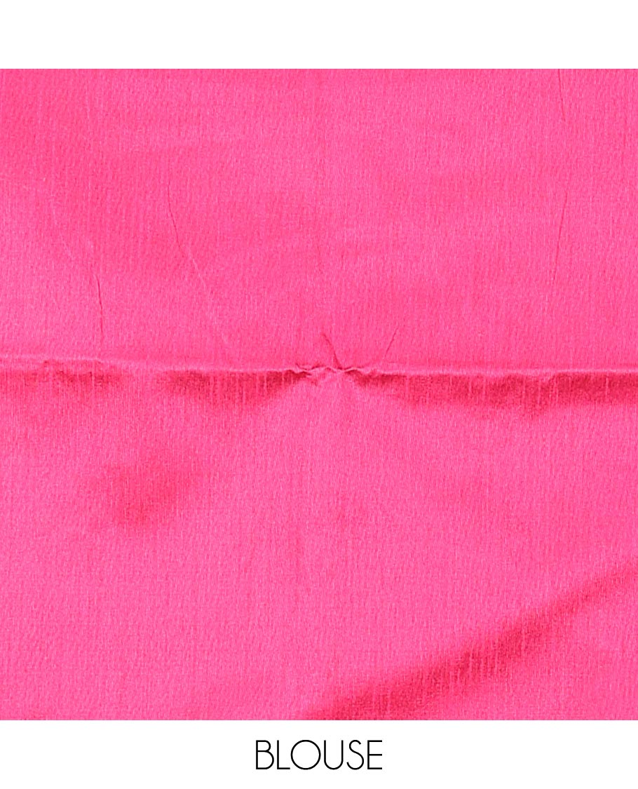 Sandal Semi-Dupion Saree Adorned with Buttas All Over Its Body, Complemented by Subtle Self-Border, Contrast Pallu Featuring Sequin Stripes, and Paired with a Contrast Blouse