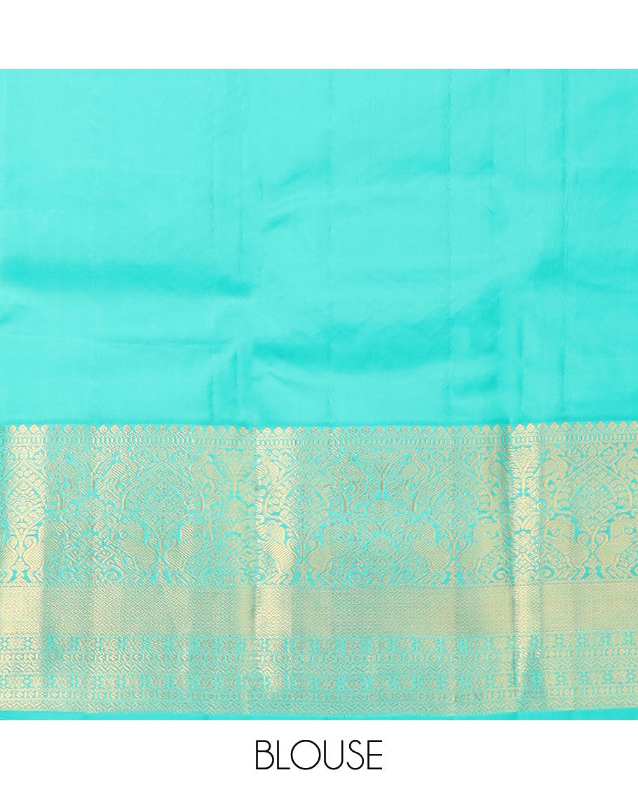 Yellow buttas silk saree with contrast zari design border & floral jaal design pallu