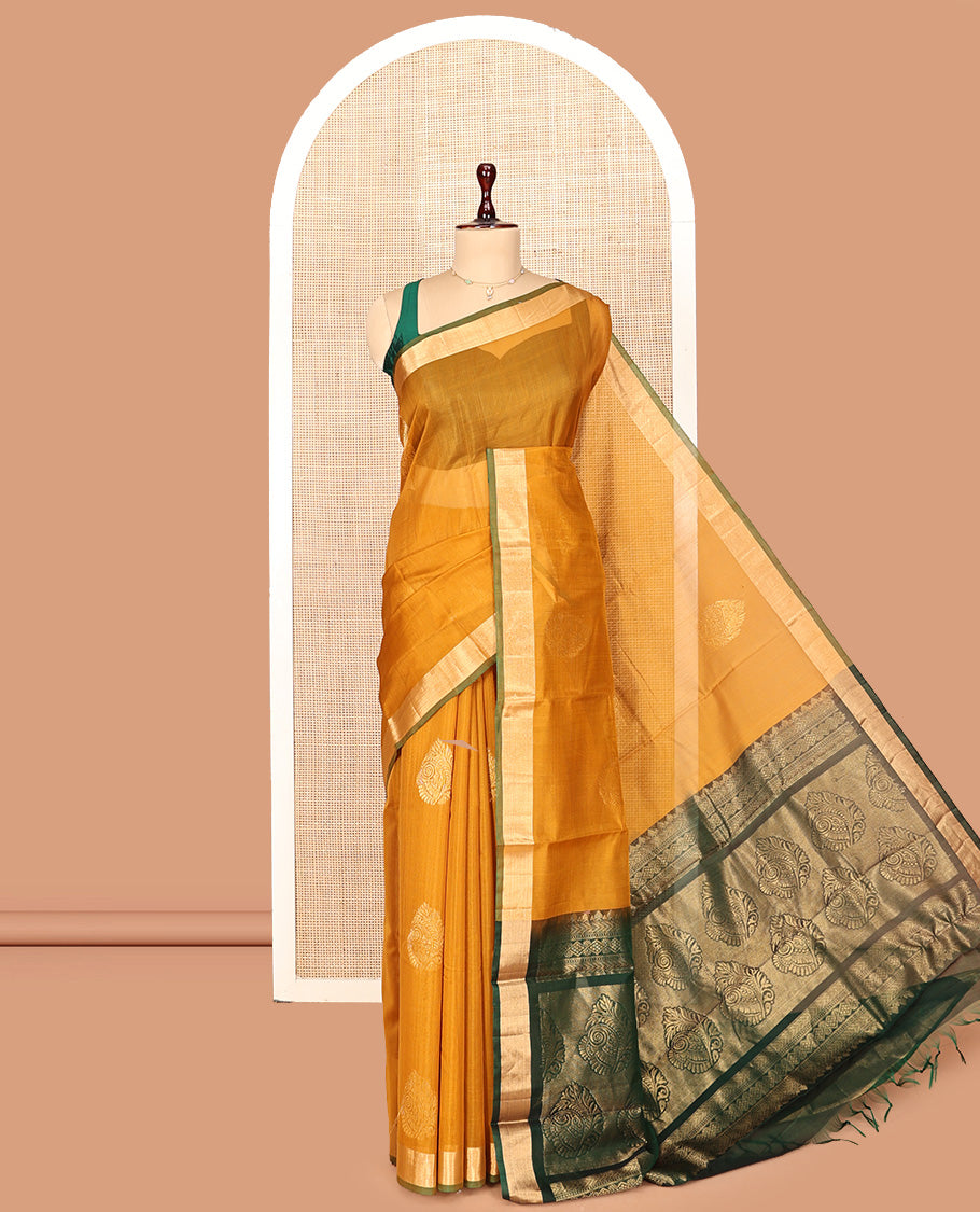 Mustard Silk Cotton Saree