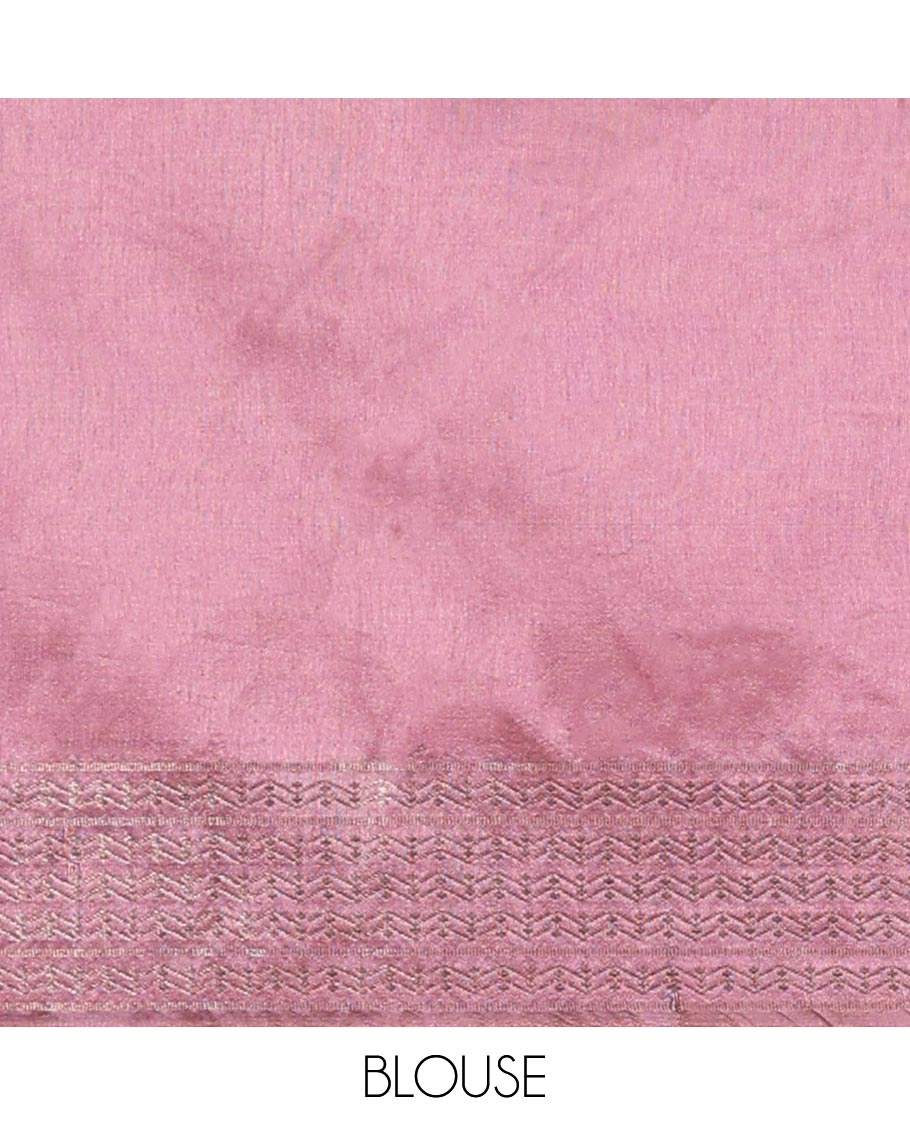 Wine antique runaway design art jute silk saree with antique zari border & silver box design pallu along with plain blouse