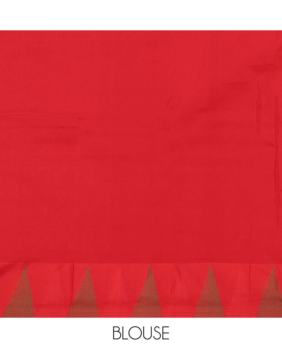 Pink Plain Bangalore Silk Saree, Complemented by a Contrast Temple Border, Pallu of Stripes, and a Contrast Blouse
