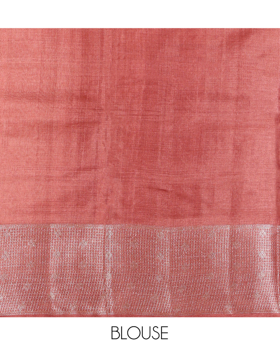 Terracotta Red Tussar Silk Saree