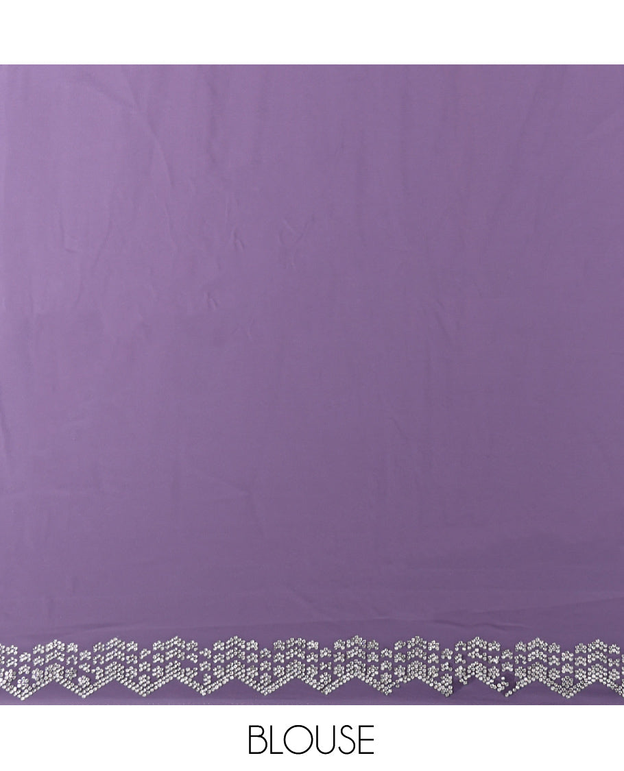 Grey Designer Saree, Mesmerized with Swarovski Stonework, a Scallop Stonework Border, Matching Blouse