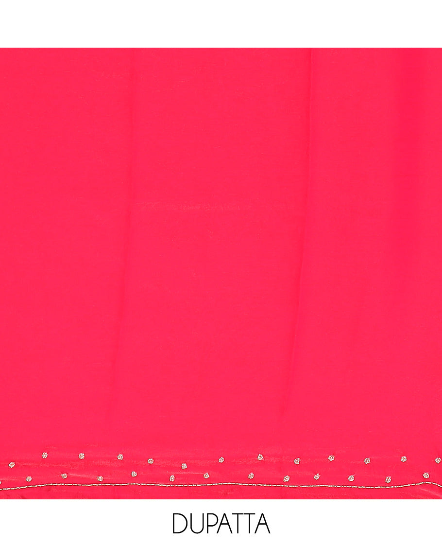Chilli red antique jewellery design velevet organza chudidhar material top with american crepe material pant & one side hand work dupatta