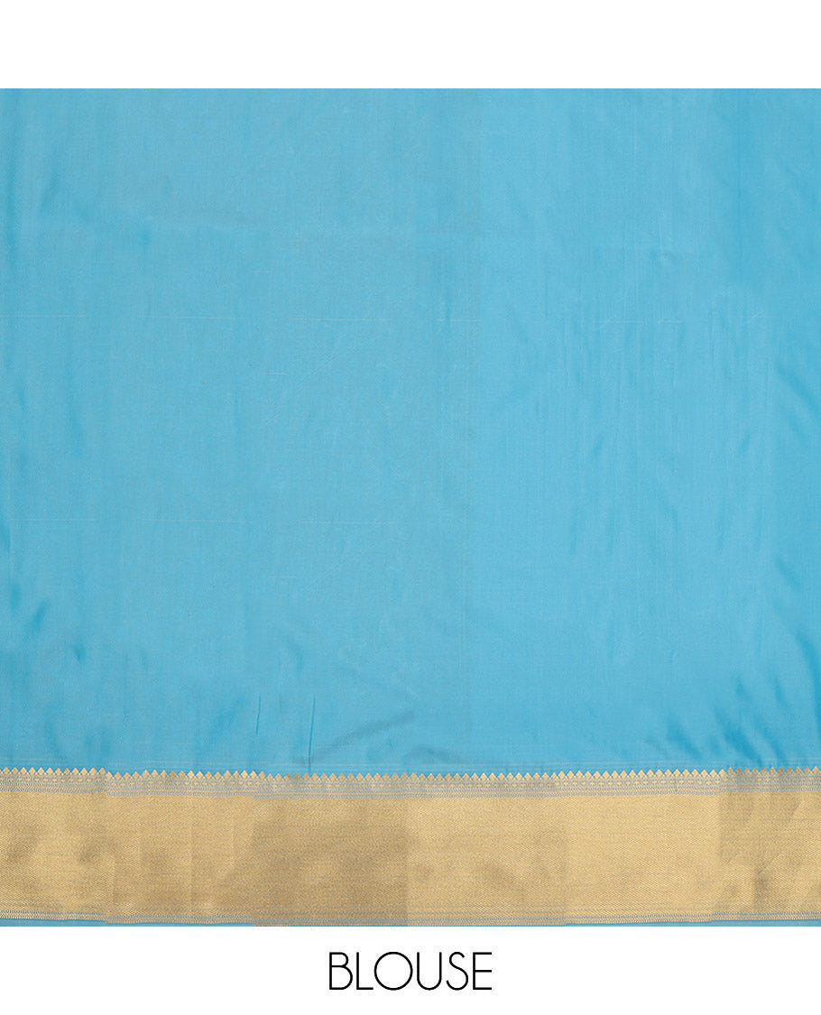 Sky Blue Budget Silk Saree, Enriched with Zari Buttas All Over Its Body, Highlighted by Traditional Zari Designs Woven Border, Grand Pallu, and Paired with a Matching Blouse - Inspired by Trisha