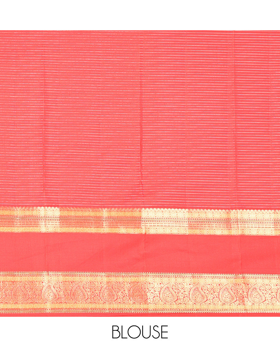Blue Vasundhara Lite Silk Mix Saree, Elevated with Checks, a Contrast Rettai Pettu Border of Kamalam, Muthu, Kathir, and Manga Designs, Grand Pallu, and a Contrast Blouse