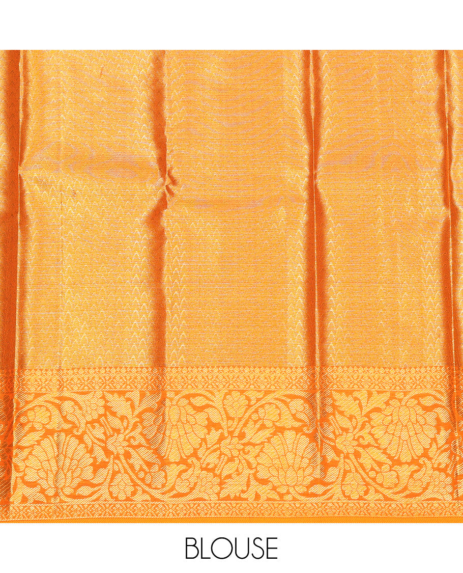 Orange Pure Silk Navarathna Pavadai Material Set