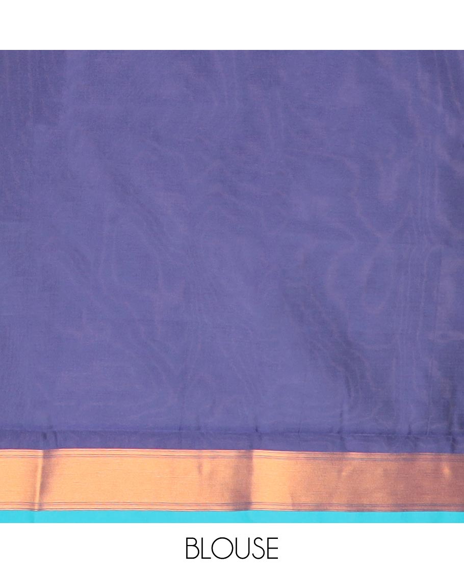 Rama green with blue patola design mulberry silk aree , double side border with one side bavanchi small border
