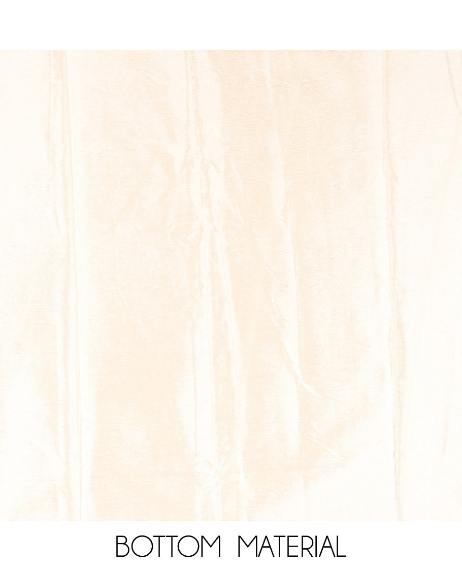 Cream Semi-Silk Material Chudidar, Ancient Human Motifs Printed Top, Santoon Bottom, and Printed Dupatta