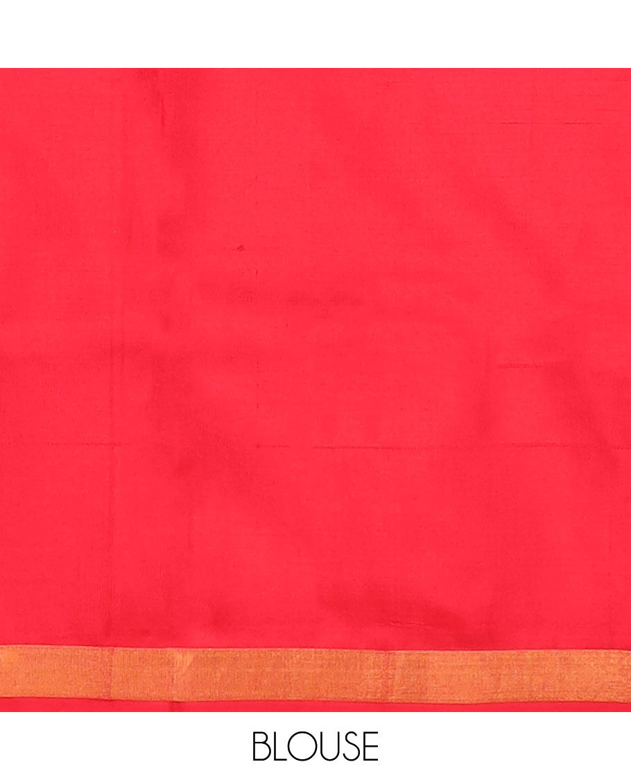 Beige uppada saree with unique buttas, contrast plain border & pallu of floral jaal designs