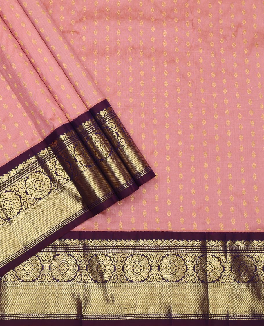 Pink Pure Silk Navarathna Pavadai Material Set