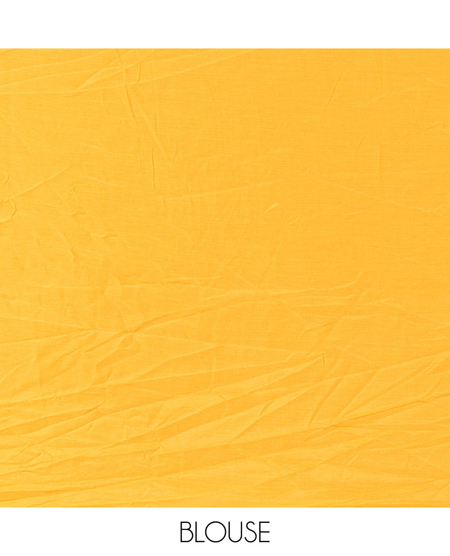 Yellow Material Chudidar Set Beautified with Intricately Embroidered Muga Silk Top, Subtly Made Plain Santoon Bottom, and a Bemberg Chiffon Dupatta Featuring Floral Printed, and Embroidery