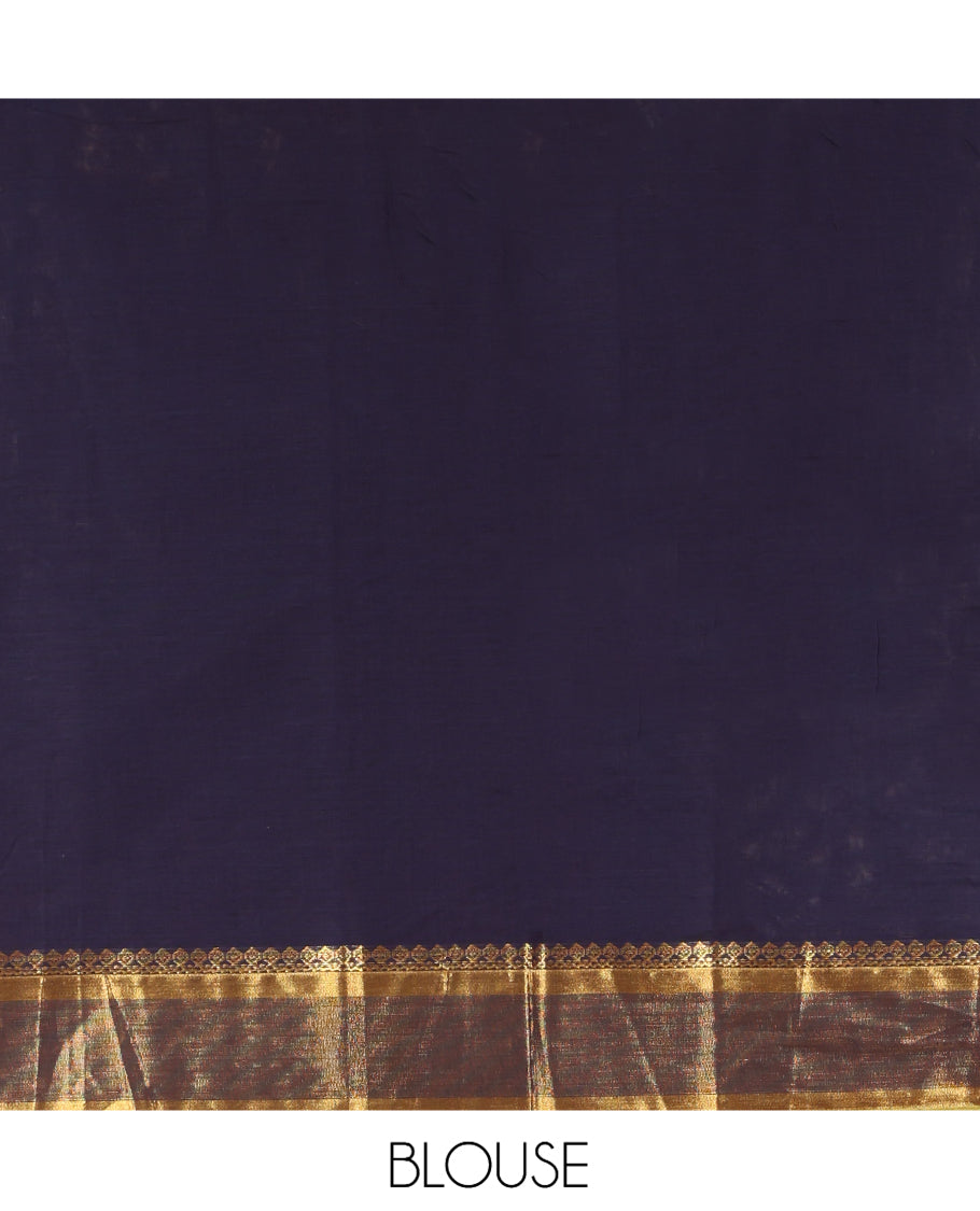 Blue Plain Kanchi Cotton Saree