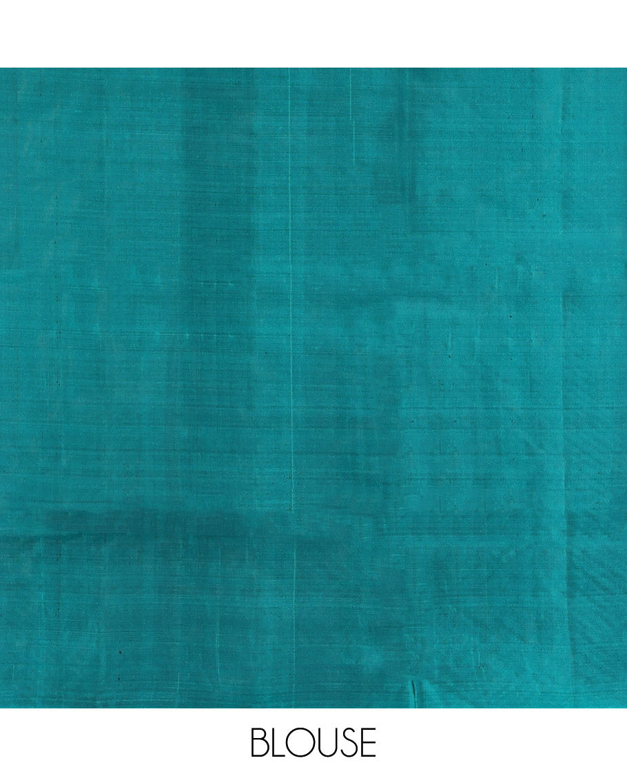 Blue Mayuri Lite Silk Mix Saree, Meticulously Crafted with Geometric Buttas, Highlighted by Peacock Motif Border, Contrast Intricate Pallu, and a Contrast Blouse