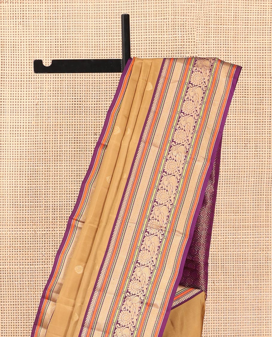 Sandal Zari Buttas Vasundhara Lite Silk Mix Saree, Contrast Mayil Border, Jaal Pallu, a Contrast Blouse