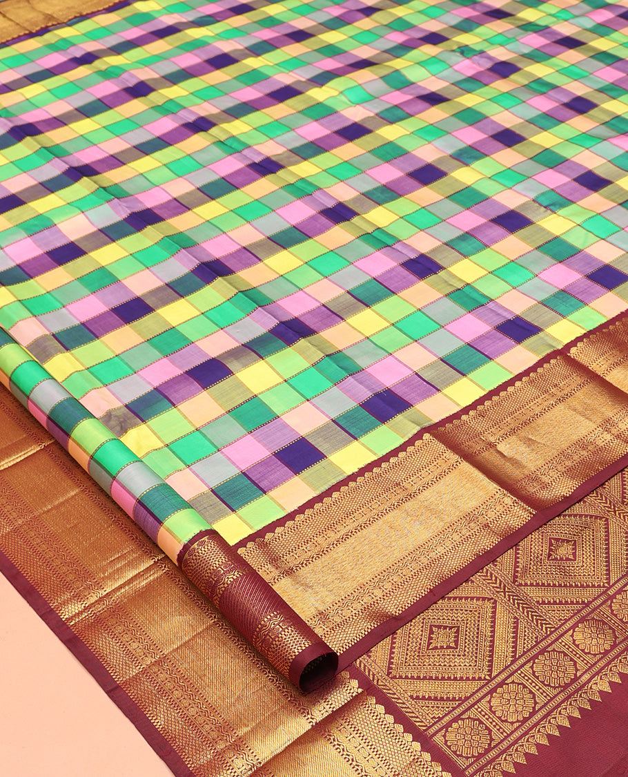 MultiColor Checks Saree