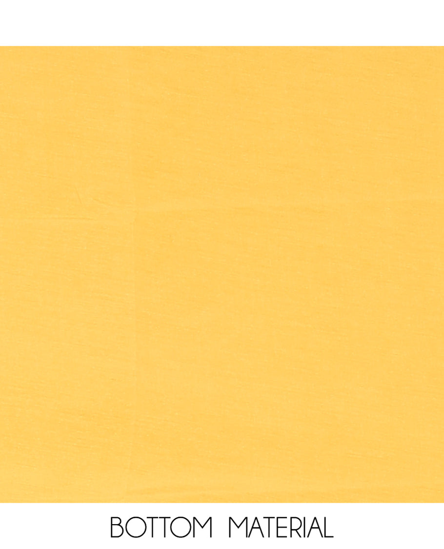Chikku-Yellow Shimmer Tissue Material Churidar, Elevated with Bead Neck Embroidered Top, a Contrast Bottom, and a Sparsely Woven Dupatta