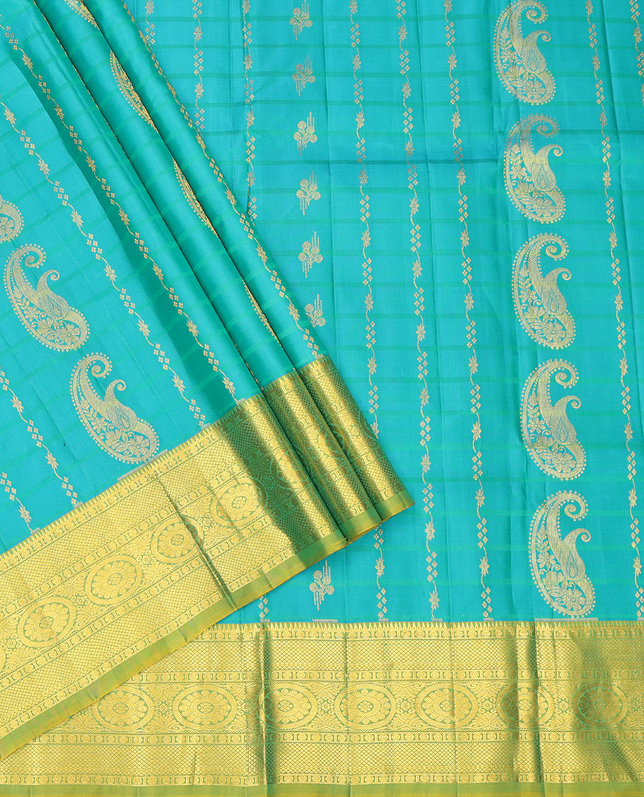 Blue Pure Silk Navarathna Pavadai Material Set