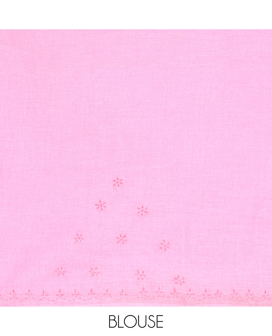 Rosemilk Pink Lucknowi Chikankari Saree