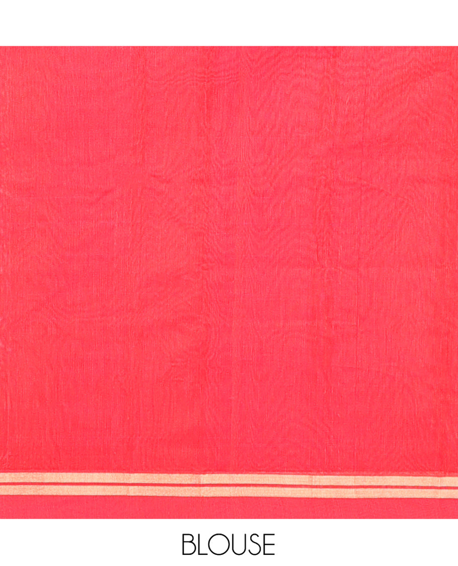 Orange Plain Silk Cotton Saree