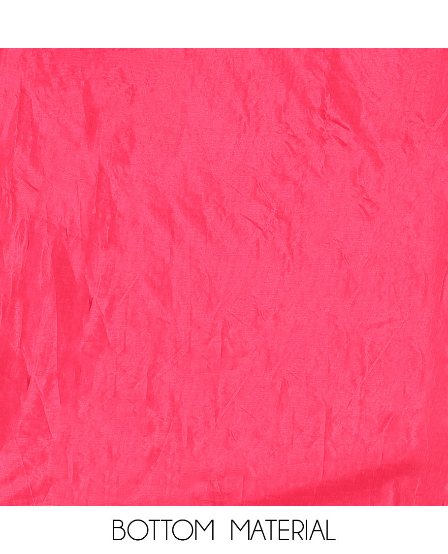 Magenta Semi-Silk Material Churidar Features a Floral Embroidered Top, a Matching Bottom, Embroidered Dupatta