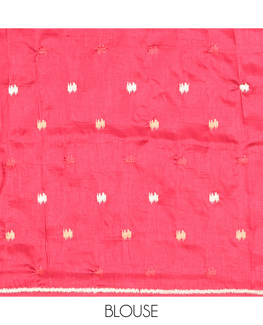 Maroon Matka Silk Saree Features Thread Buttas, a Self-Border, Pichwai Cow Pallu, Matching Blouse