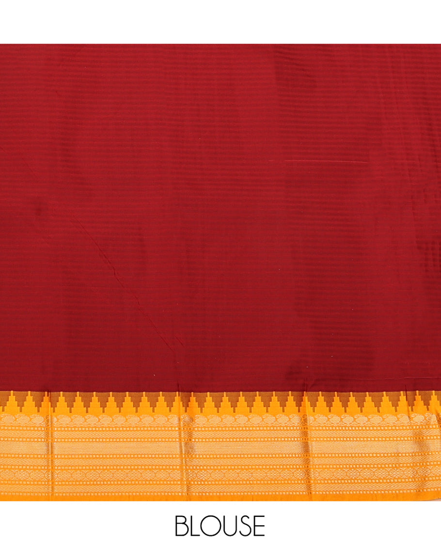 Off-White Checked Budget Silk Saree, Contrast Border and Blouse