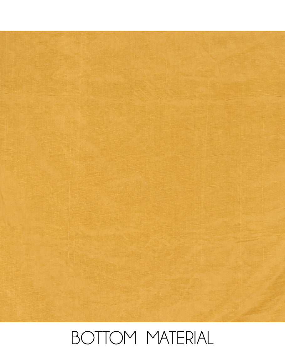 Mustard Mul Crush Chanderi Material Chudiddar, Floral Embroidered Top, Plain Bottom, Embroidered Dupatta