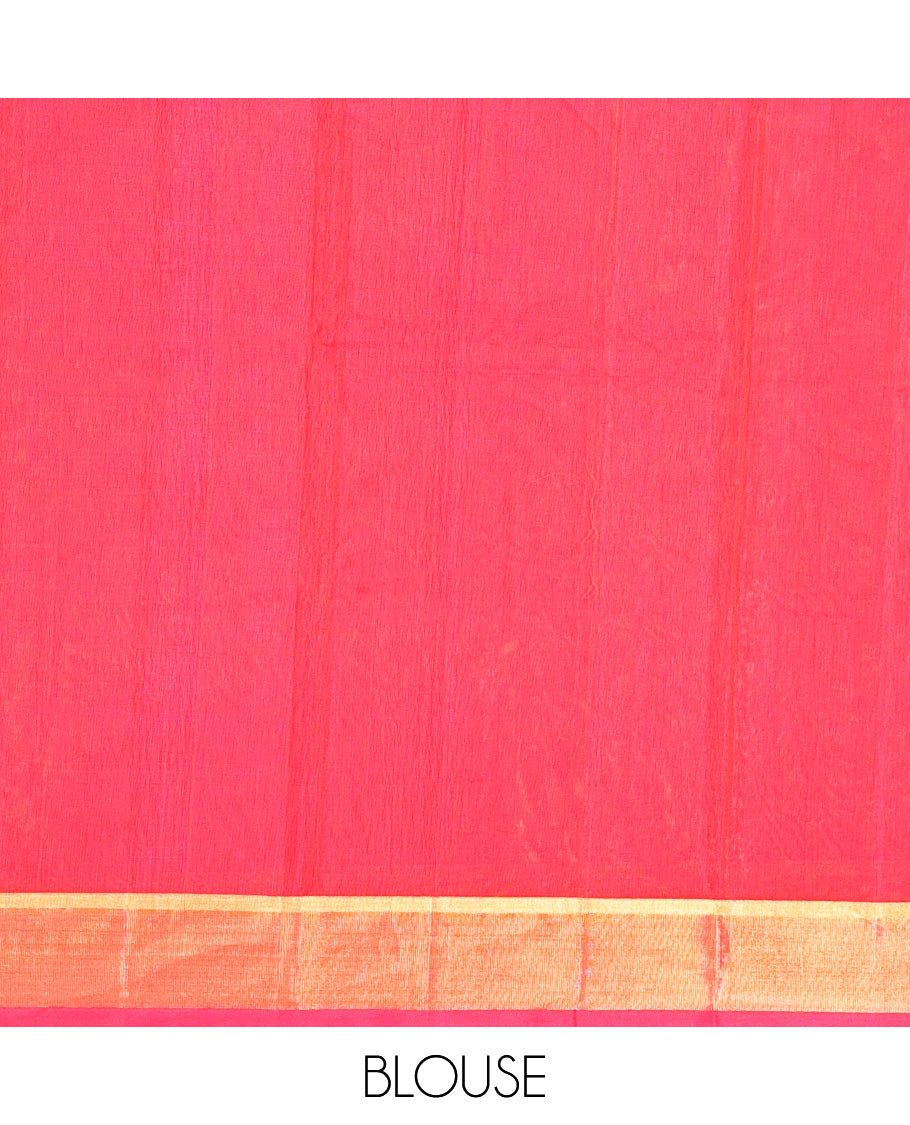 Orange Butta Silk Cotton Saree