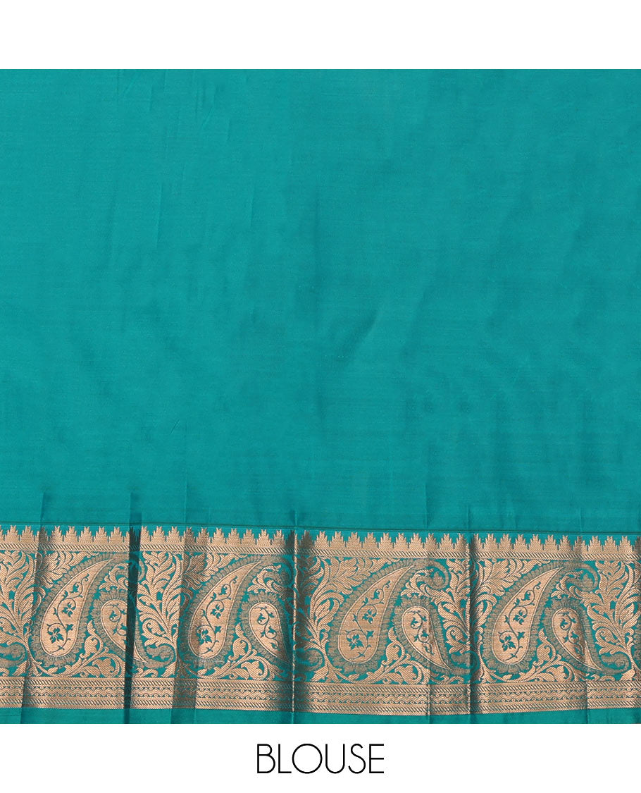 Pink Budget Silk Saree, Decorated with a Jacquard Design, Complemented by a Contrast Paisley Zari Border, Paisley Pallu, and Contrast Blouse