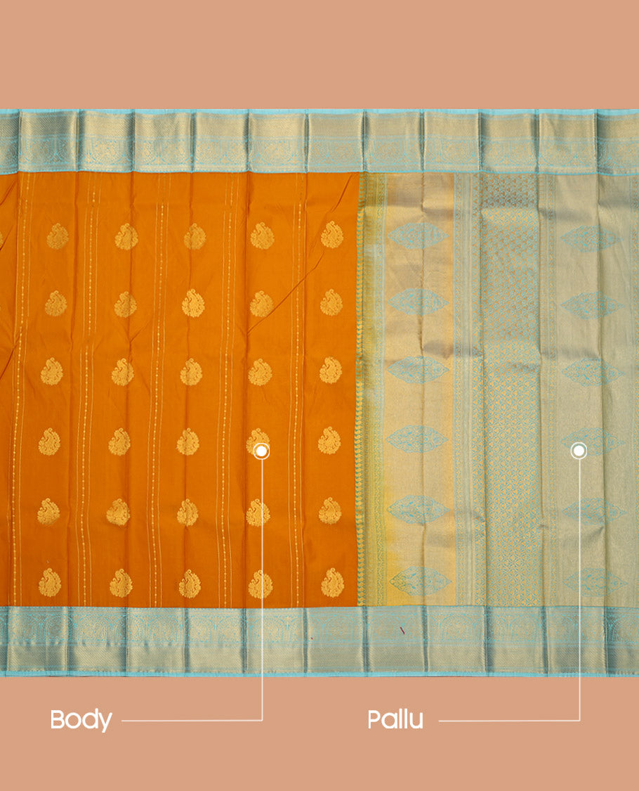 Yellow Budget Silk Saree, Subtly Woven with Zari Designs, a Contrast Traditional Zari Checked Border, Grand Pallu, and a Contrast Blouse