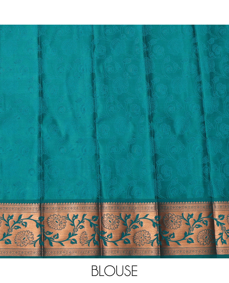 Pink Budget Silk Saree, Entralled with Floral Jaal Jacquard, Contrast Floral Creeper Border, Grand Pallu and a Contrast Blouse