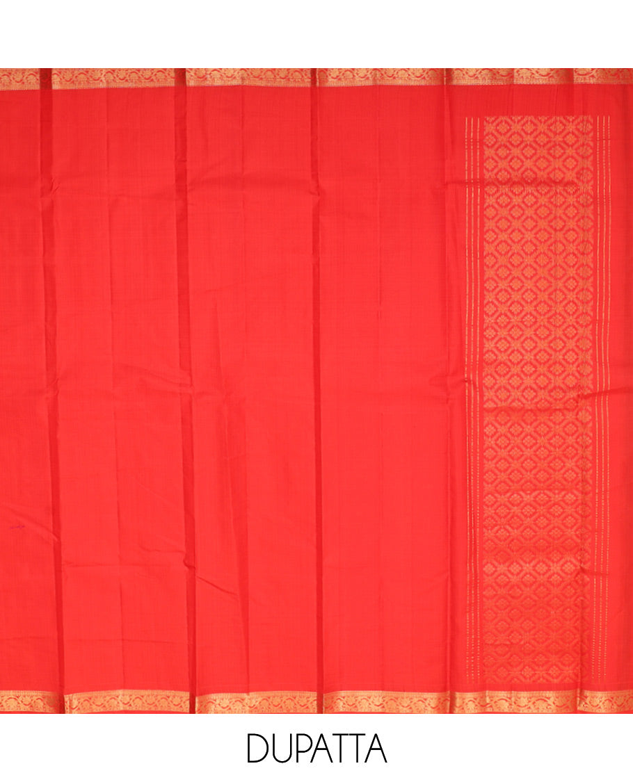 Blue Pure-Silk Half-Saree