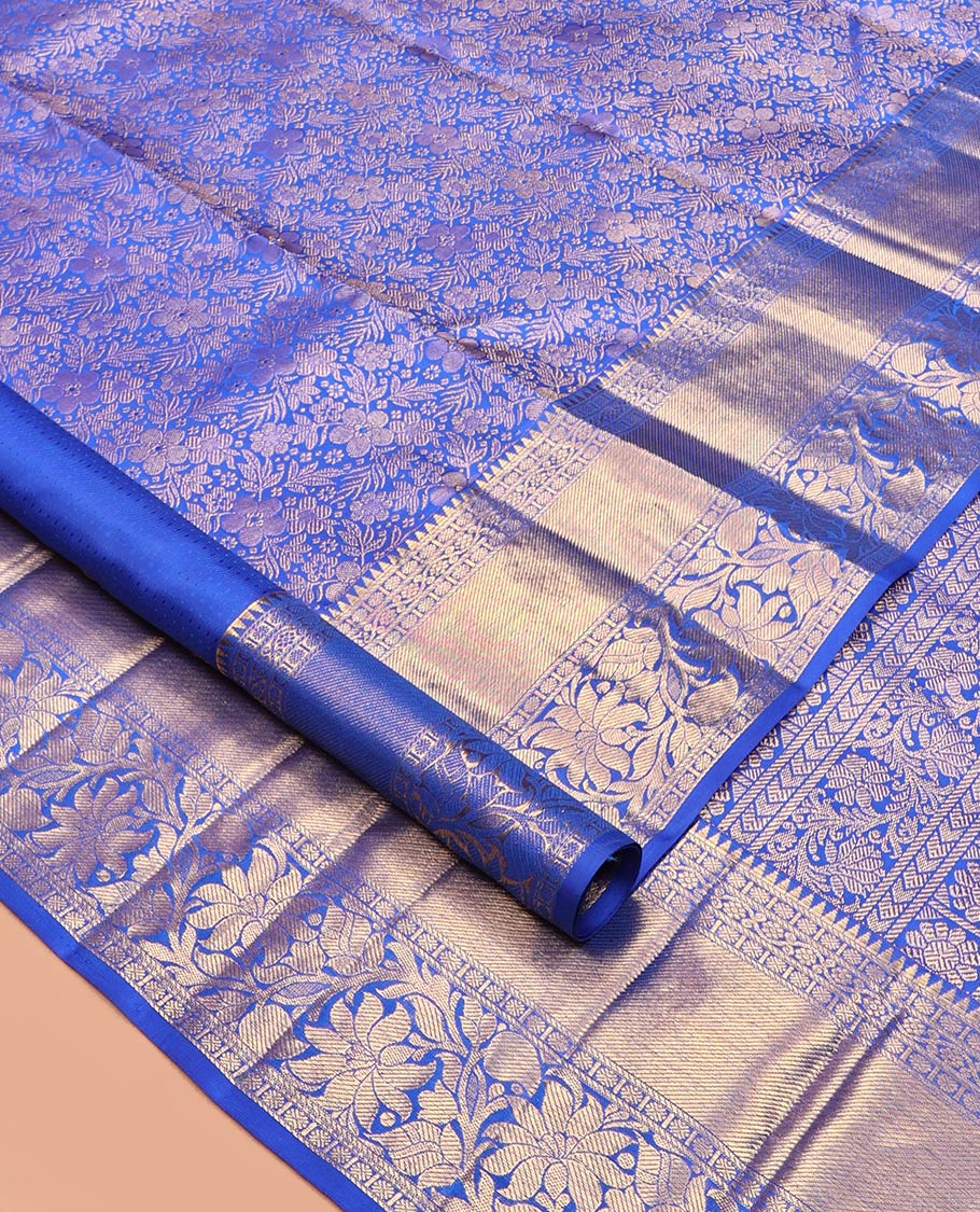 M.s Blue Kanchipuram Wedding Silk Saree