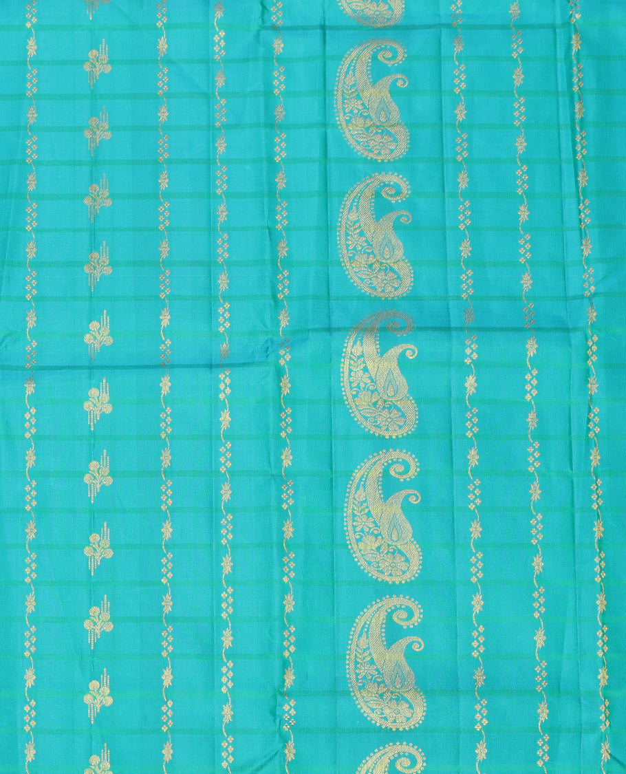 Blue Pure Silk Navarathna Pavadai Material Set