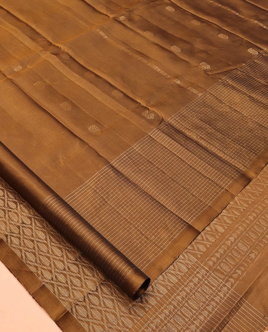 Brown Mayuri Lite Silk Mix Saree