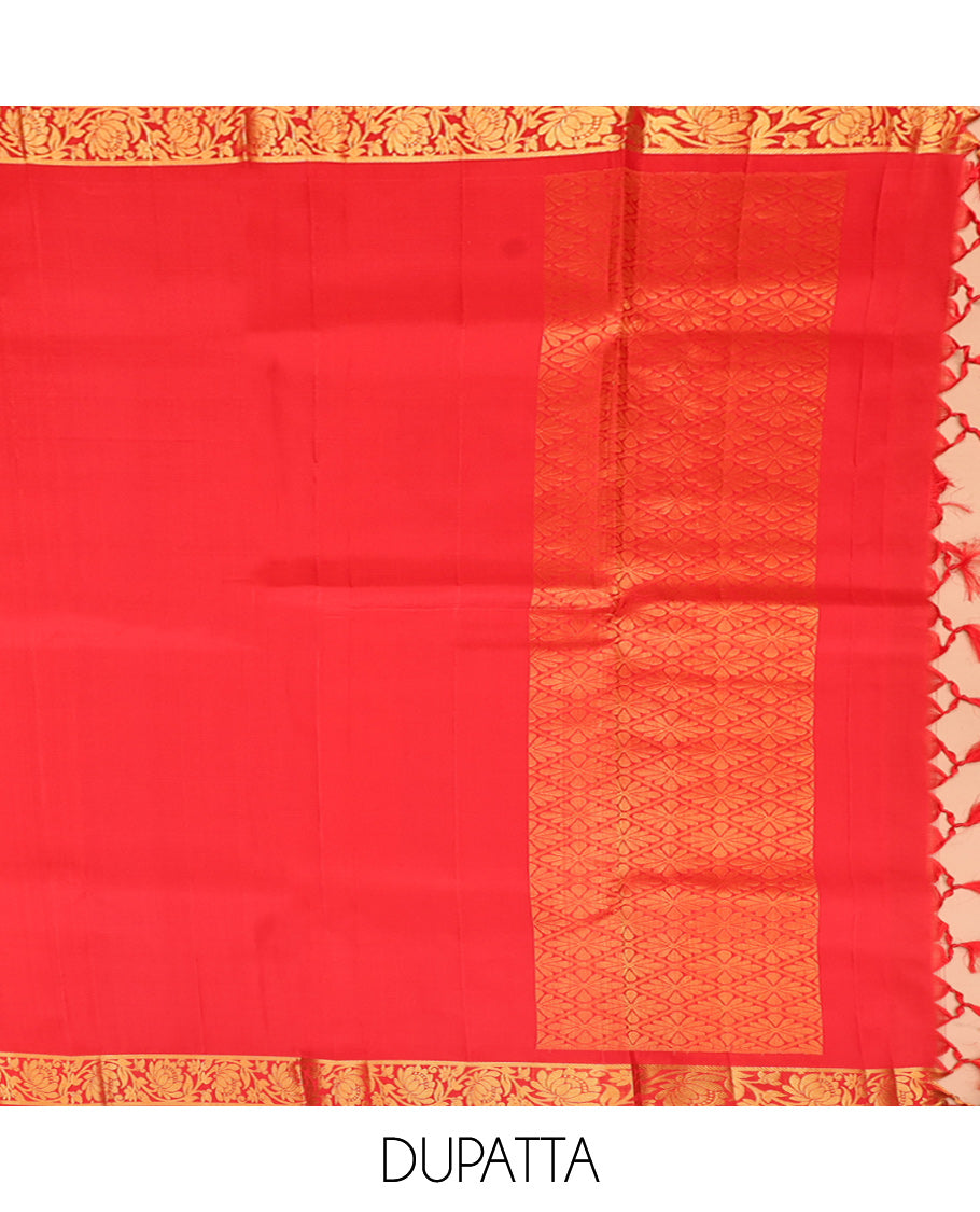 Orange Pure-Silk Half-Saree