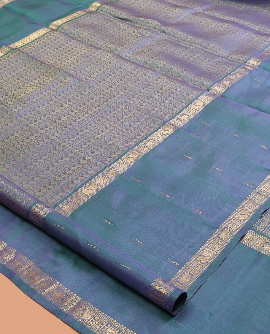 Blue Kanchipuram Chettinad Saree