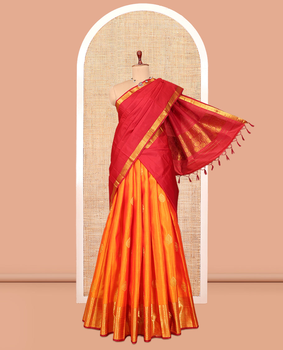 Orange Pure Silk Half-Saree