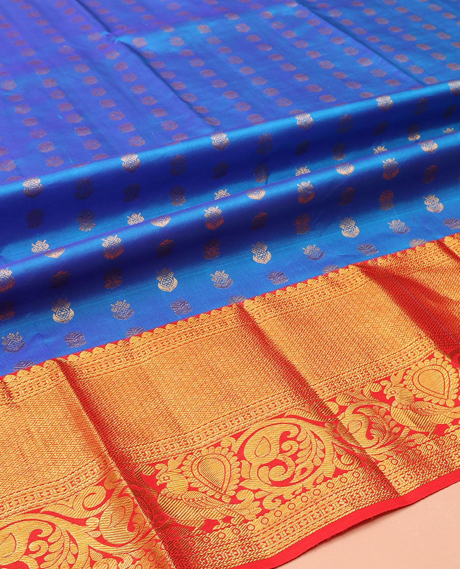 Blue Pure-Silk Half-Saree