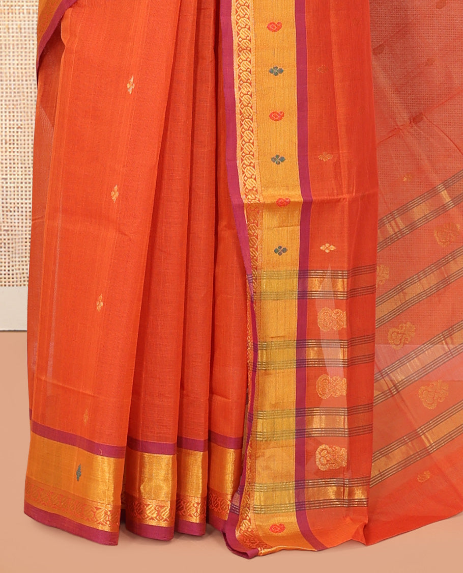 Orange Venkatagiri Cotton Saree