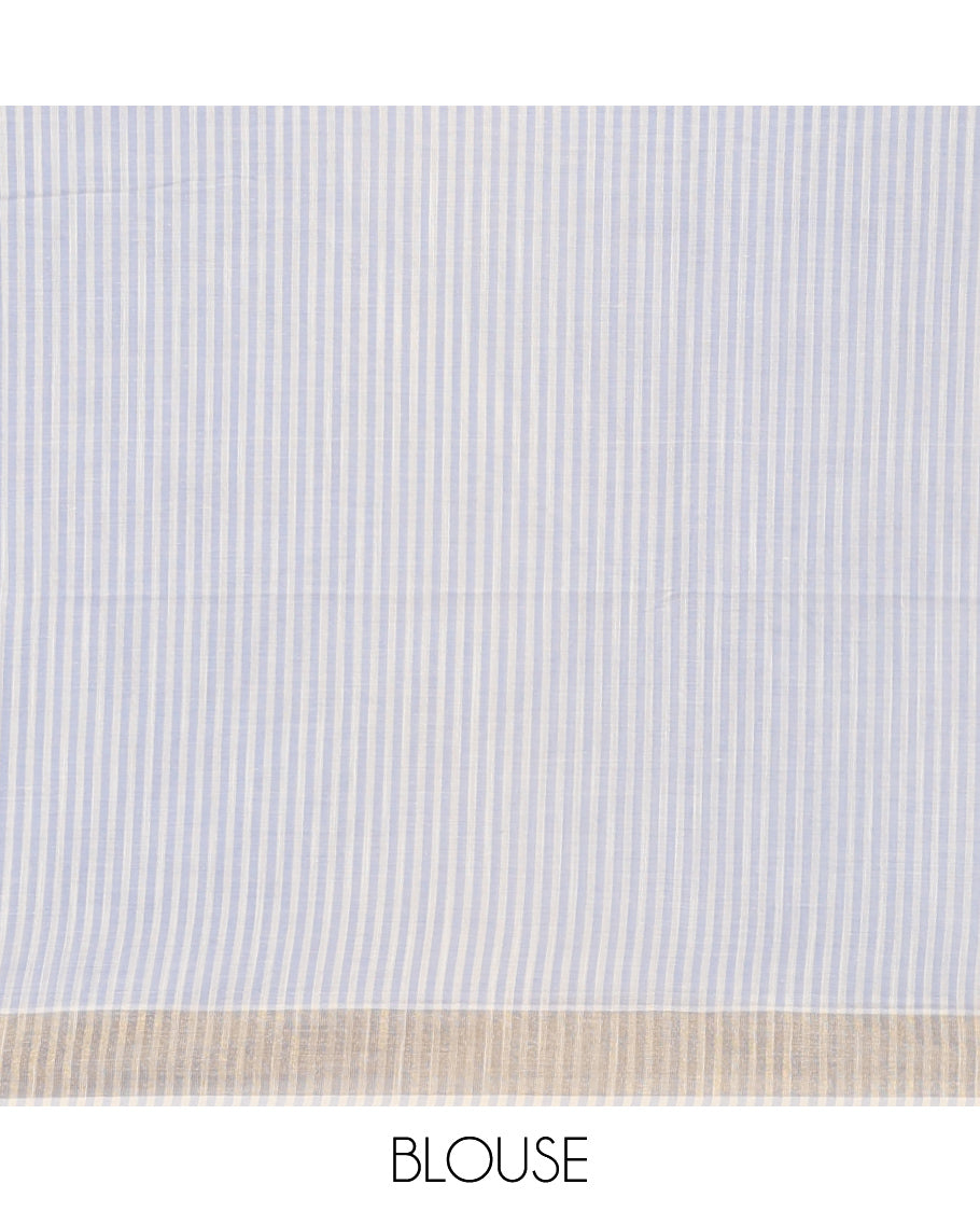 Cream-Pale Grey Jute Cotton Saree