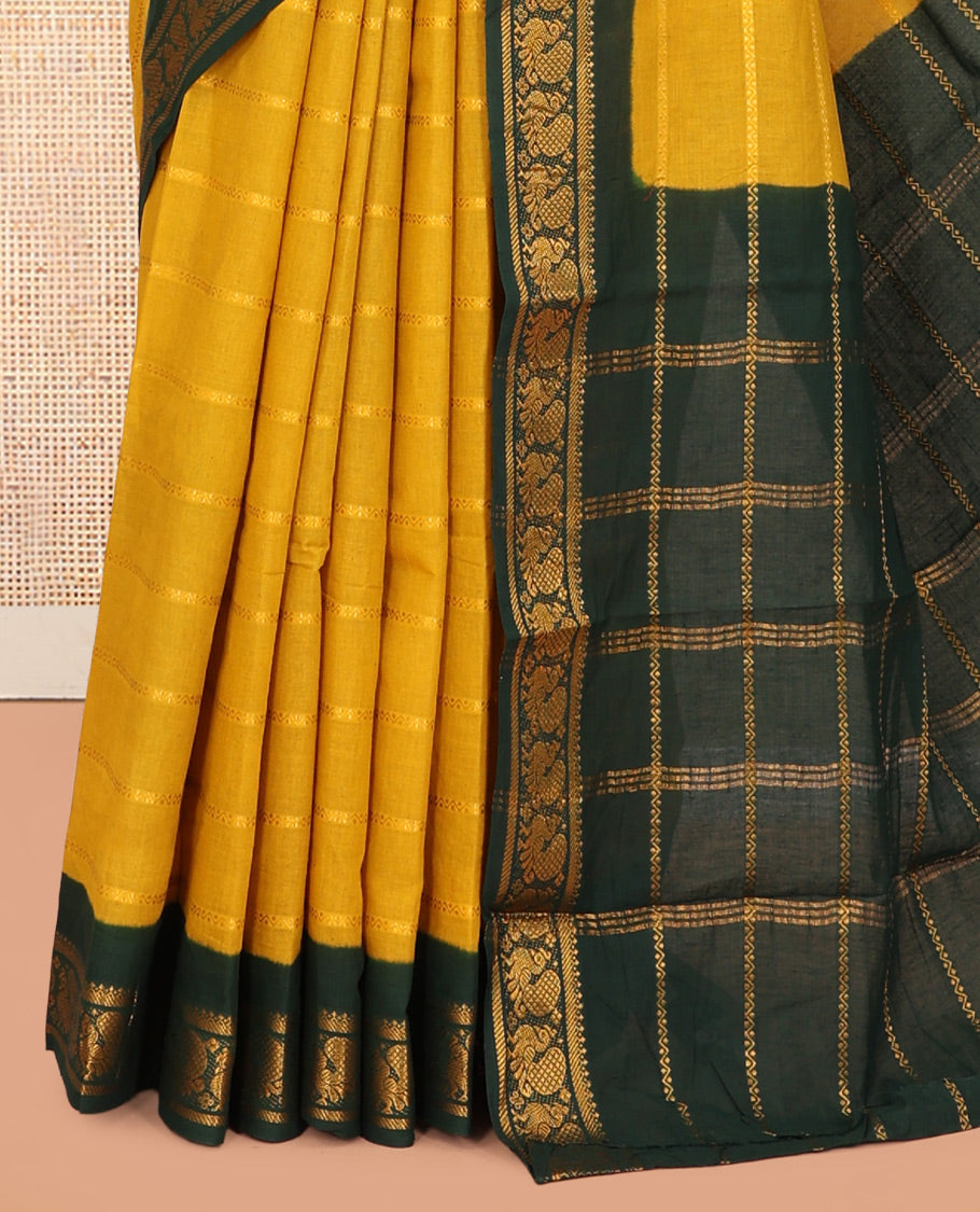 Yellow Sungudi Cotton Saree